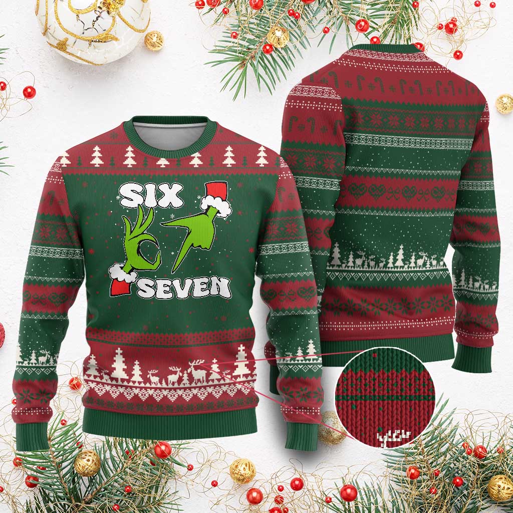 67 Six Seven Xmas Meme Ugly Christmas Sweater Funny Elf Hands