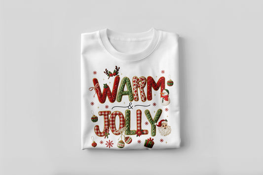 Warm & Jolly – Cozy Holiday Typography Graphic Tee