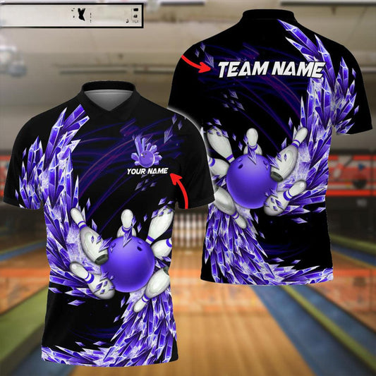 Bowling And Pins Ice Breath Pattern Customized Name 3D Shirt (4 Colors)