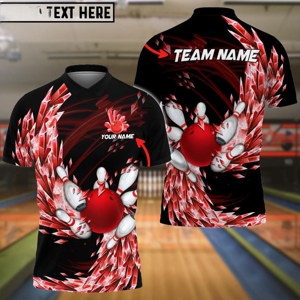 Bowling And Pins Ice Breath Pattern Customized Name 3D Shirt (4 Colors)
