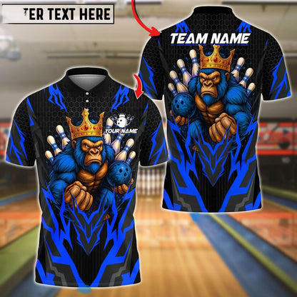 Bowling And Pins King Gorilla Customized Name, Team Name 3D Shirt