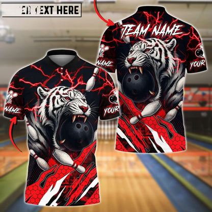 Bowling And Pins White Tiger Customized Name, Team Name 3D Shirt