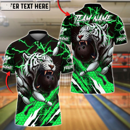 Bowling And Pins White Tiger Customized Name, Team Name 3D Shirt