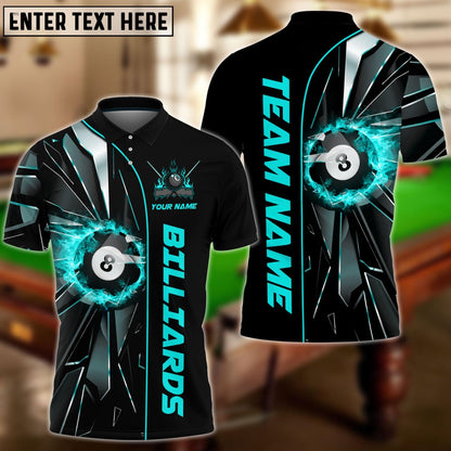 Billiards Ball 8 Fire Broken Glass Personalized Name, Team Name Shirt