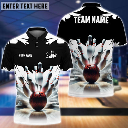 Bowling And Pins Ice Age Pattern Customized Name 3D Shirt (4 Colors)