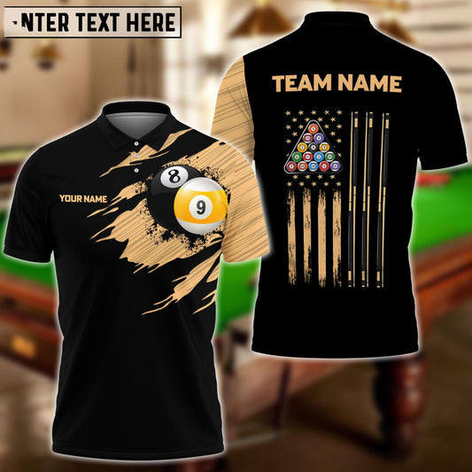 Billiards Team Golden 8 Ball & 9 Ball Personalized Shirt