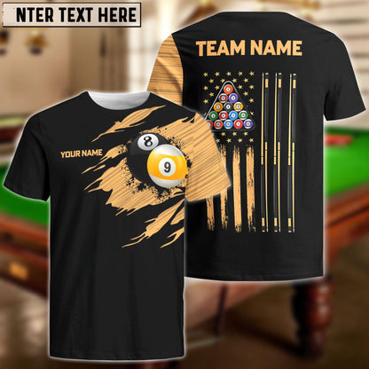 Billiards Team Golden 8 Ball & 9 Ball Personalized Shirt