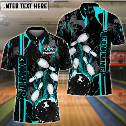 Bowling And Pins Strike The Blood Multicolor Customized Name 3D Shirt (4 Colors)