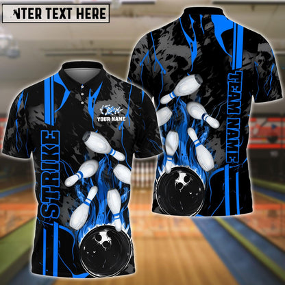Bowling And Pins Strike The Blood Multicolor Customized Name 3D Shirt (4 Colors)