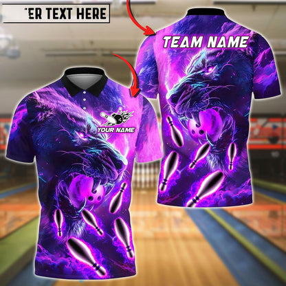 Bowling And Pins Flame Super Lion Customized Name, Team Name 3D Shirt