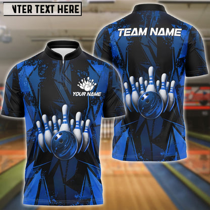 Bowling And Pins Color Diamond Multicolor Customized Name 3D Shirt (4 Colors)