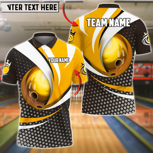 Bowling And Pins Curved Strike Customized Name 3D Shirt