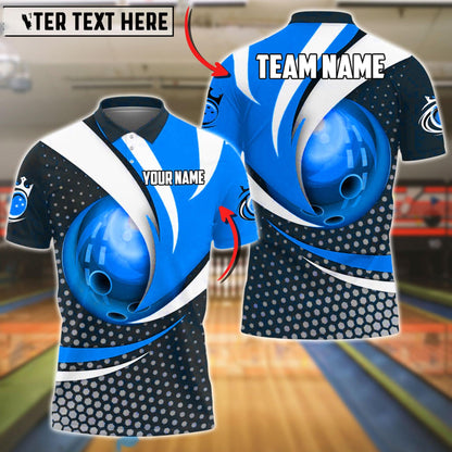 Bowling And Pins Curved Strike Customized Name 3D Shirt