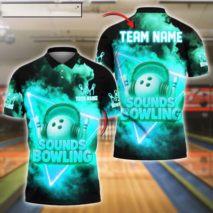 Bowling Sounds Neon DJ Style Customized Name, Team Name 3D Shirt (4 Colors)