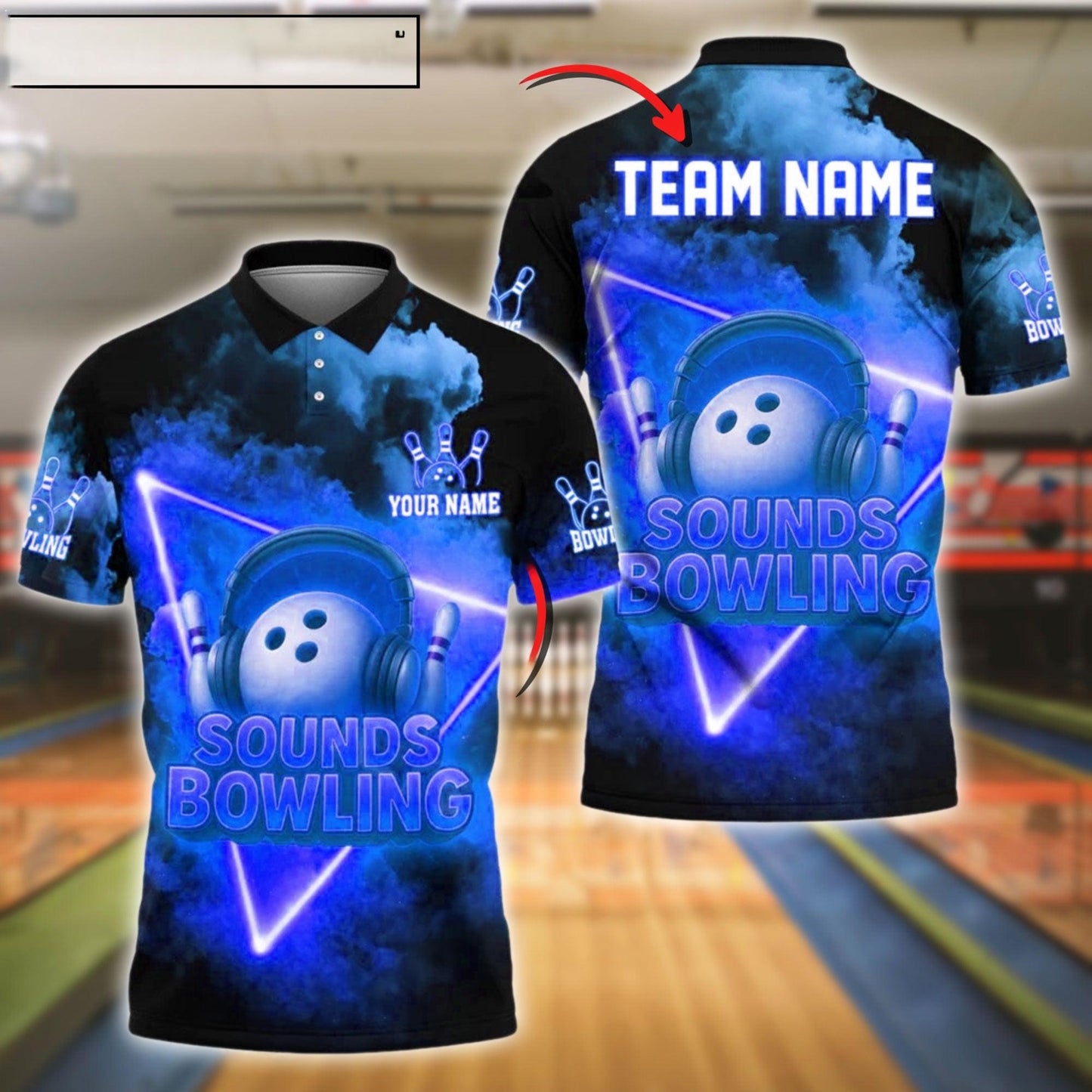 Bowling Sounds Neon DJ Style Customized Name, Team Name 3D Shirt (4 Colors)