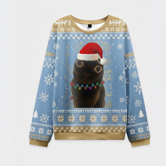 🖤 Funny Black Cat Christmas Sweater – Creepy Cute Holiday Ugly Jumper for Cat Lovers