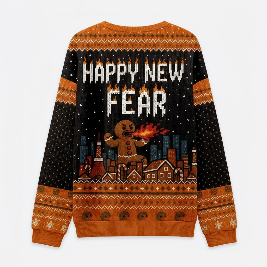 🍪 Fire-Breathing Gingerbread Ugly Christmas Sweater – Hilarious Holiday Jumper